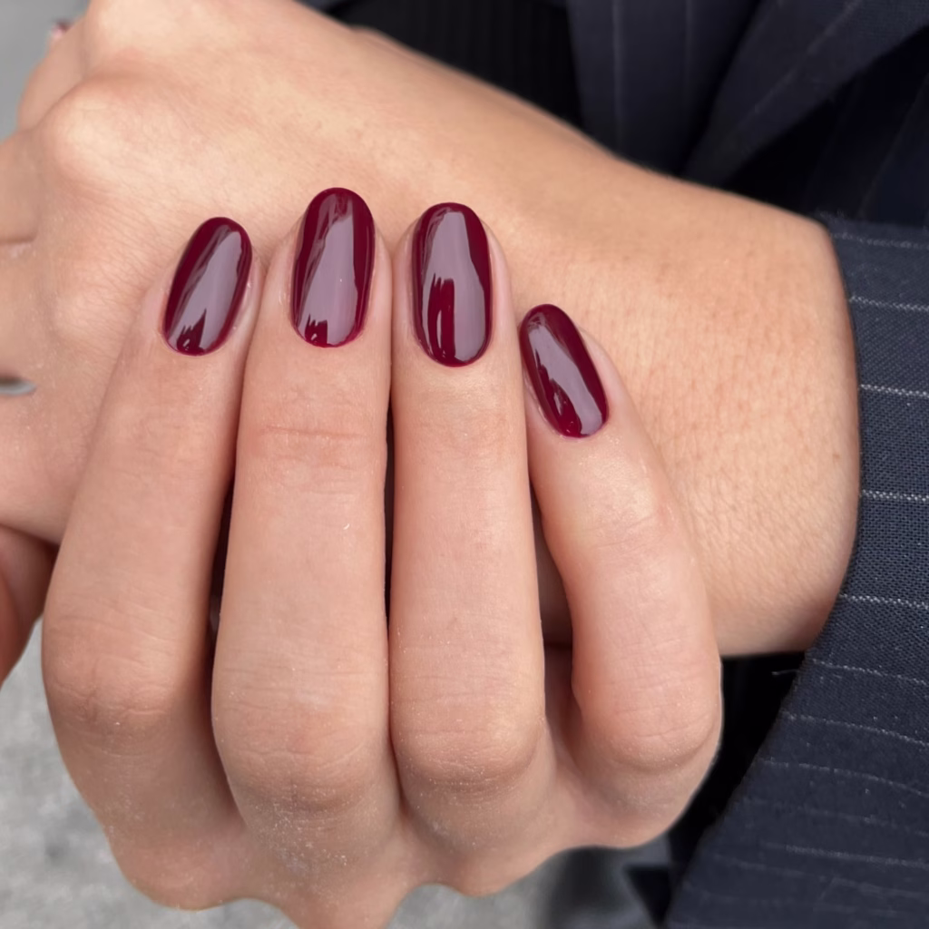 burgundy holiday nails 