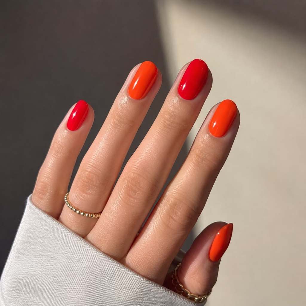 red and orange nail ideas